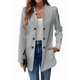 thumbnail image 1 of Blazer de Mujer con Cuello Alto, Informal, de Larga, Cruzado, Elegante, para Oficina y Negocios Gris XL, 1 of 9