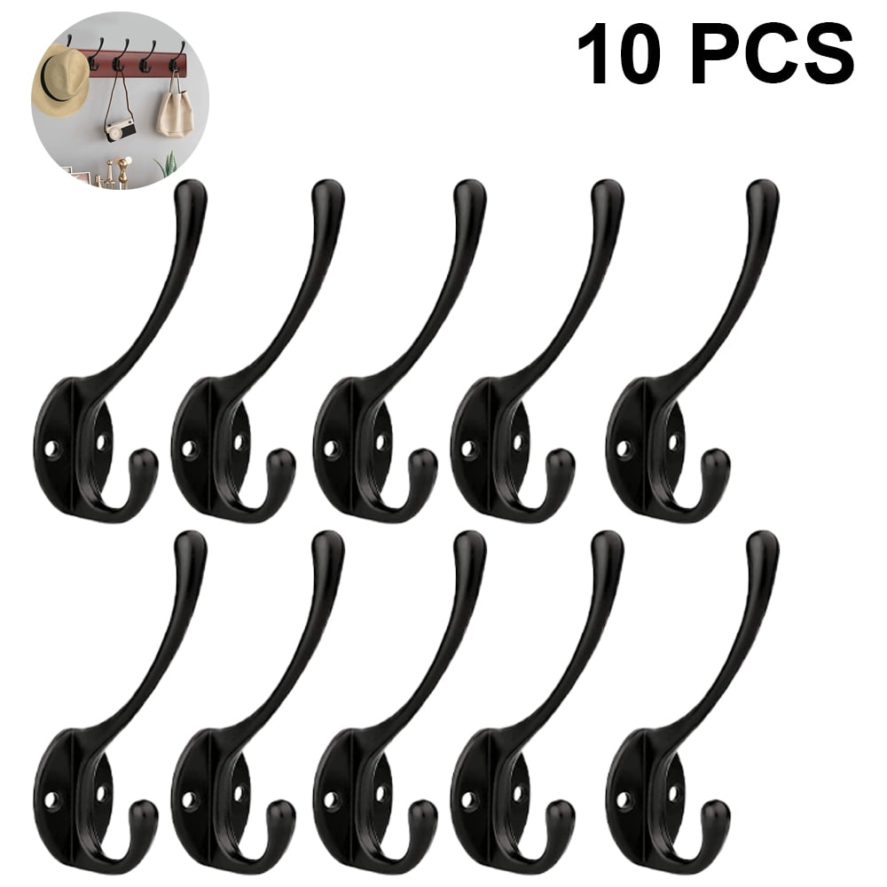 Bedroom Heavy Duty Wall Mounted Iron Hooks with Screws 10 Pack Dual Coat Hooks Bathroom Bronze Rustic Wall Hooks Vintage Double Coat Hangers for Hanging Hats Bags in Entryway