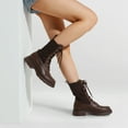 thumbnail image 5 of Dream Pairs Women's Fashion Lug Sole Ankle Booties Lace-Up Mid Calf Combat Boots SDMB2217W BROWN Size 8.5, 5 of 5