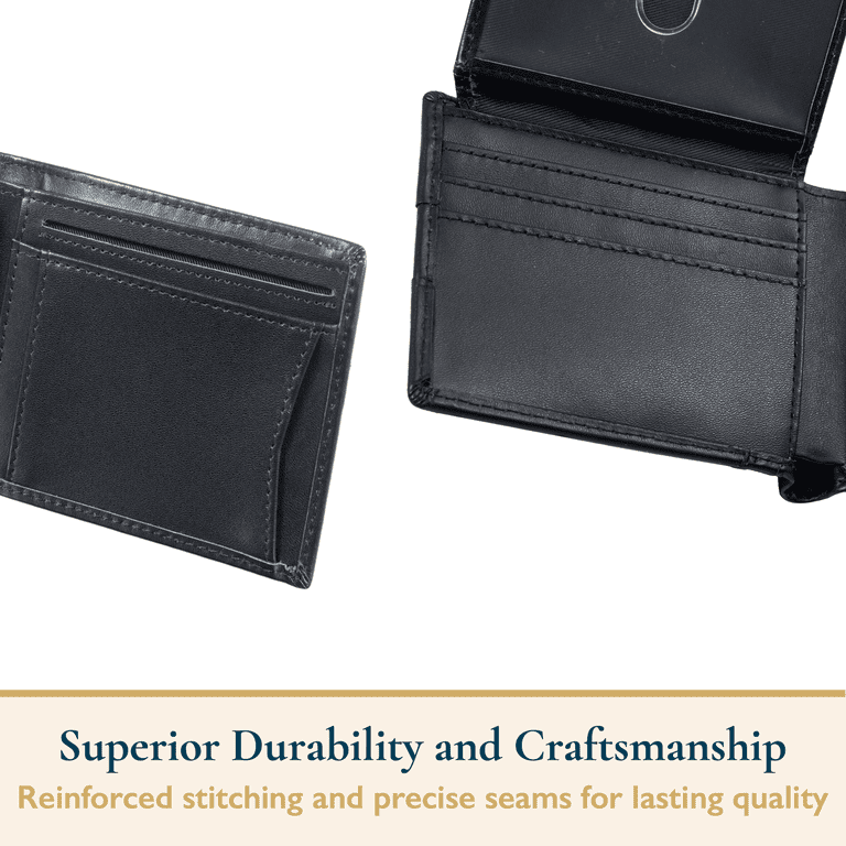 ComfiTime Top Grain Leather RFID Bifold Wallet, Black photo 7