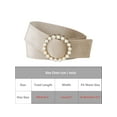 thumbnail image 4 of INSPIRE CHIC Women Plus Size Faux Pearl Buckle Waist Belt, Vintage Velvet Wide Cinch Belts Waistband for Dress 25.59-32.28" Beige, 4 of 5