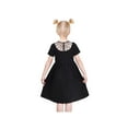 thumbnail image 4 of Girls Dress Black Shirt Fishnet Beaded Collar Short Formal Elegant 6 Years, 4 of 7