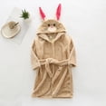 thumbnail image 2 of Gibobby Toddler Kids Soft Flannel Bathrobe,Thickened Warm Hooded Sleep Robe with Waist Tie,Plush Cozy Loungewear for Fall Winter for Boys Girls 2-12T Toddler Pajamas,Brown,Size 2-3T, 2 of 6