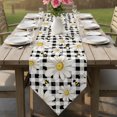 thumbnail image 6 of White Daisy Farmhouse Table Runner Linen Burlap Table Runner 108 Inches Long Garden Floral Honeybees Black Plaid Dresser Scarves for Kitchen Island Coffee Dining Room Party Holiday Decor 13"x108", 6 of 8