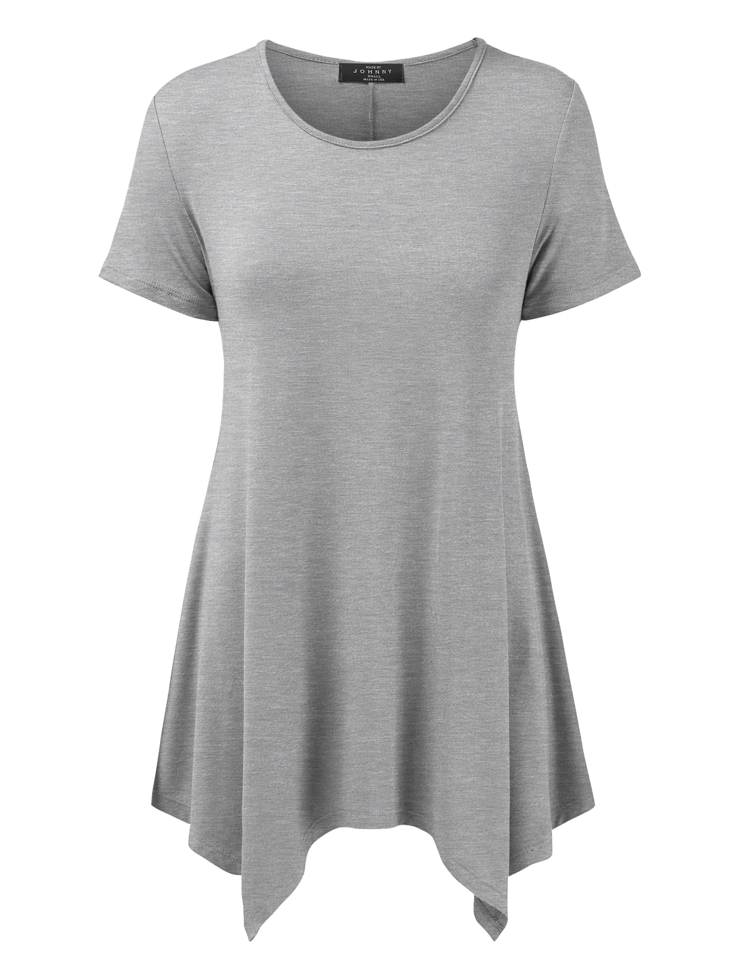 Made in USA Ladies Short Sleeves Round Neck Relaxed Fit Tunic Dress