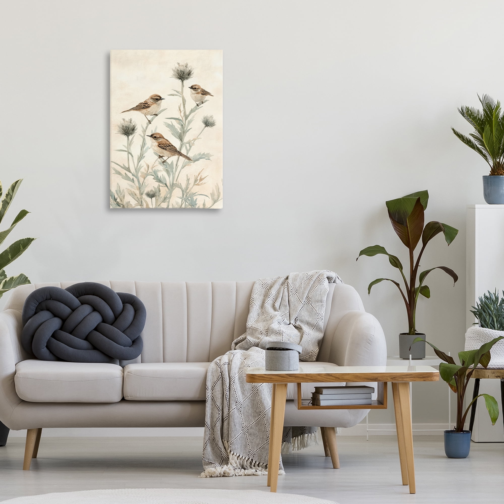 Stupell Industries Sparrows on Thistle Stems Canvas Wall Art, design by Petal Prints Design