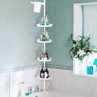 IDesign Forma 3-Tier Corner Shower Caddy - Metal Wire Bath Shelf, Satin Silver, 9.5" X 9.5" X 26.25"