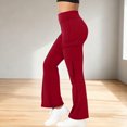 thumbnail image 4 of Pincandy Women's Solid Color High Waist Flared Yoga Pants - with Pockets, Casual Fit for Yoga & Daily Wear, 4 of 7