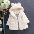 thumbnail image 2 of Staki Kids Girls Winter Warm Coats Jacket Clothes Outwear Overcoat Ear Hooded Faux Fur Thicken Fleece Toddler 12M-7Y(White,3-4 Years), 2 of 4