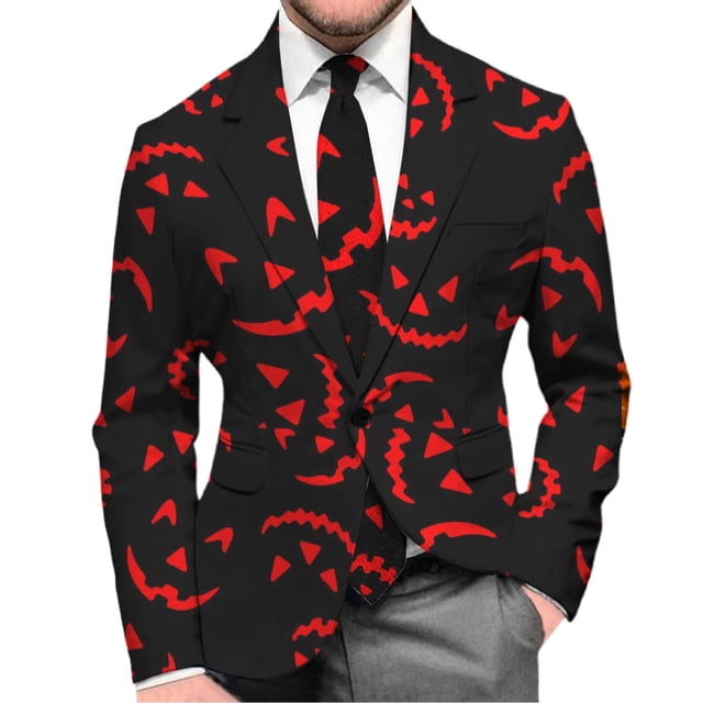 Veste de Costume Imprimée Halloween pour Hommes pour Fête Sommeil Décontracté Confortable Léger Tenue Formelle