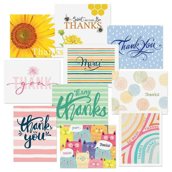 Current Cheerful Thank You Note Card Value Pack - Set of 20, 5" by 7" with envelopes, Give Thanks, Blank Inside, Printed in the USA