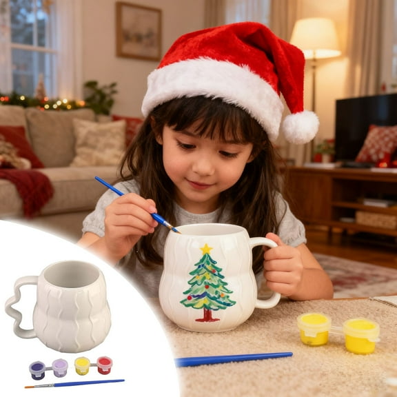 VMWMSSR Paint Your Own Mug Personalized Coffee Mugs Diy Craft Mugs Kit Include Ceramic Cup Paints And Brushes Create Your Own Mug For Adults Festive Holiday Gift Beige-5ml