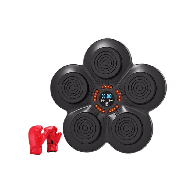 Naiovety Máquina de boxeo con reproductor de música para niños, multifuncional, de fácil instalación, con borde a prueba de arañazos, Gimnasios en casa Máquina+Guantes Adultos