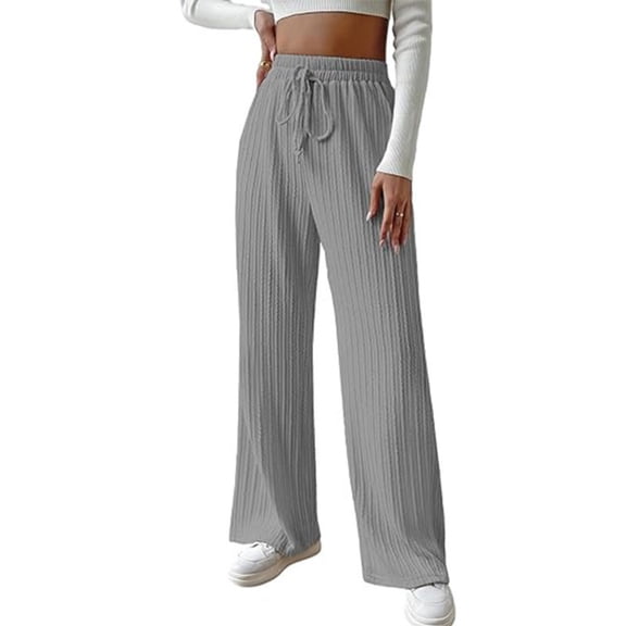 LYMAYTER Women High Wais Wide Leg Pants Knit Athletic Yoga Pants Stretch Breathable pants for S-2XL