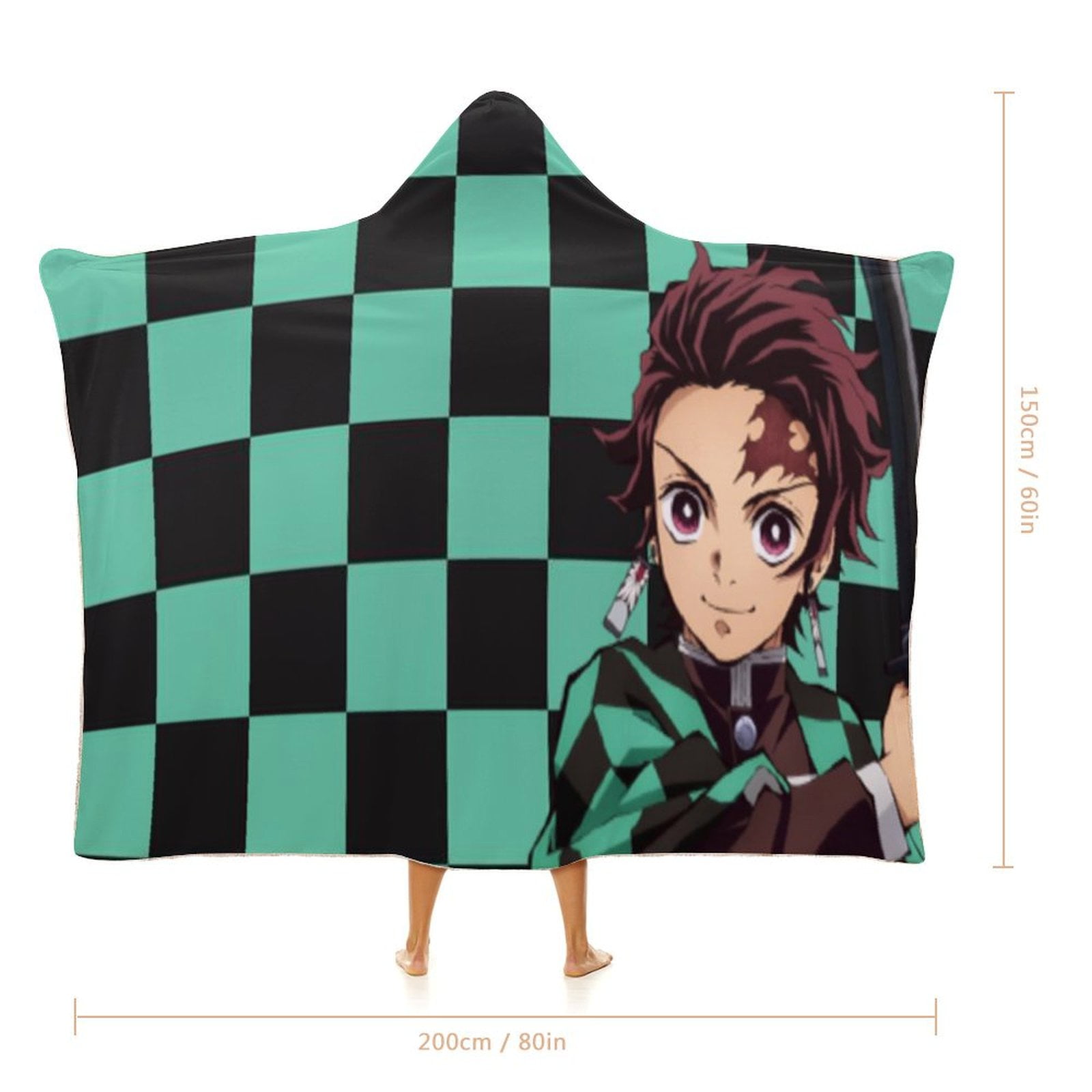 Demon Slayer Wearable Blanket Cloak Arctic Velvet Hooded Blanket Soft Fuzzy Hoodie Blanket Cape for Adults Kids 60"x80"