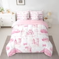 thumbnail image 2 of Manfei Cartoon Princess Castle 7-Piece Twin Bedding Sets,Fairy Tale Theme Bedding Comforter Set,Pink White Sheet Sets For Girls,Super Cozy Room Decor Reversible, 2 of 8