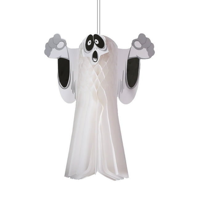 Halloween Ghost Pendant Spooky Terror Easy Hanging Flowy Folding Festival Decoration Scene Layout Ghost Festival Paper Lantern Ghost Windsock for Party