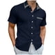 thumbnail image 2 of Blusa y camisa de manga corta con cuello vuelto para hombre, cárdigan estampado con botones y bolsillo de solapa de manga corta, blusa para hombre, 2 of 8
