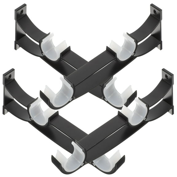 Soimiss 4Pcs Metal Double Curtain Rod Holders Sturdy Aluminum Alloy for Wall Mounting