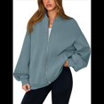 thumbnail image 3 of Sudaderas Oversize con Cremallera para Mujer, Moda de Otoño, Abrigos Casuales de Larga, Conjuntos de Invierno. Lago Azul XXL, 3 of 10
