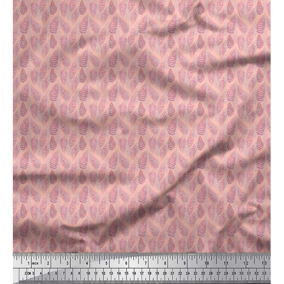 Soimoi Cotton Duck Fabric Artistic Leaves Print Fabric by The Yard 56 Inch Wide