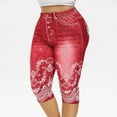 thumbnail image 3 of WMTBSRSW Jeggings for Women Plus Size Capri Stretch Faux Jeans 2025 Fashion Print Look Leggings High Waist Denim Capris with Pockets Pull On, 3 of 3