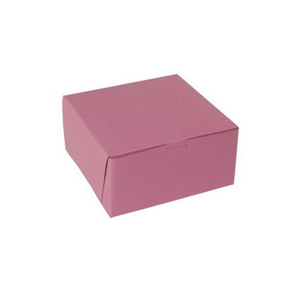Boxit 8 x4 x4 Strawberry Pink 1 Piece Cornerlock Bakery Box, 200 Per Case