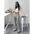 thumbnail image 6 of Women’s Knit Straight-Leg Pants, Soft Stretch Casual Trousers, Lightweight Striped or Solid Lounge Bottoms, High-Waist Relaxed Fit Pants for Daily Wear & Travel, 6 of 6