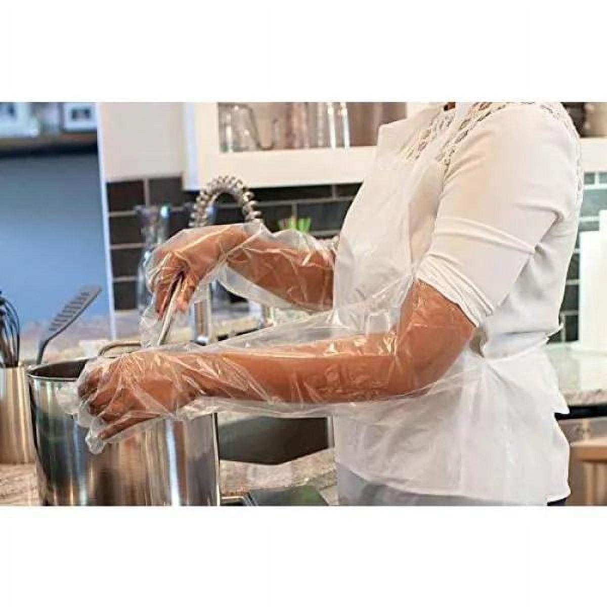 Kleen Chef Disposable 23" inch Elbow Length Poly Gloves for Cleaning & Food Handling - One Size, 100 per box (1 Box)