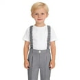thumbnail image 2 of Boys Suspenders Suit Pants, Solid Color Straight Leg Dress Pants with Elastic Straps, Kids Formal Trousers for School, Wedding and Special Occasions Grey 140, 2 of 4