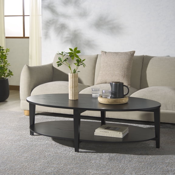 Safavieh Couture Leonardi Oval Wood Modern Coffee Table, Black