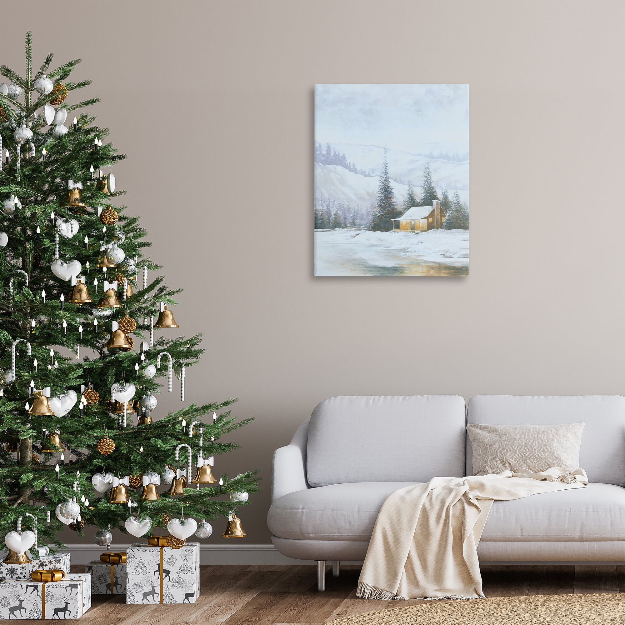 Stupell Industries Snowy Woodland Cabin Landscape Painting Gallery Wrapped Canvas Art Print Wall Art, 30 x 40