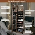 thumbnail image 5 of LOKO 360° Rotating Jewelry Armoire, Lockable Jewelry Organizer with 3-Color LED Lights, Standing Jewelry Cabinet with Full-Length Mirror, Built-in Makeup Mirror for Girls Women Gift (Rustic Brown), 5 of 9