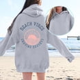 thumbnail image 2 of Puliio Women's Hoodie Coastal Cowgirl Sunset Wave Graphic Print Oversized Soft Long Sleeve Vacation Sweatshirt With Front Pocket, 2 of 5