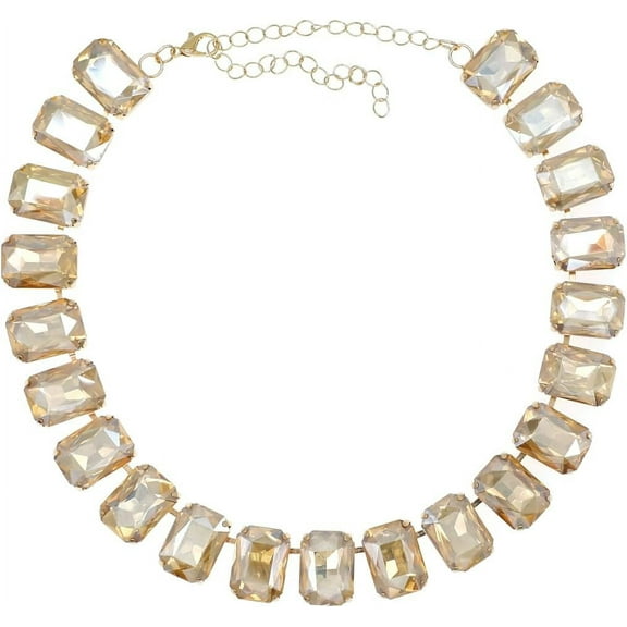 Crystal Rhinestone Gemstone Choker Collar Necklace For Women Sparkly Colorful Emerald Neck Chain Statement Necklace[o7939]