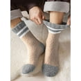 thumbnail image 3 of Deago 4 Pairs Mens Fuzzy Fluffy Slipper Socks, Winter Warm Thick Soft Cozy Cabin Stocking Sleep Plush Fleece House Socks (Coffee), 3 of 6