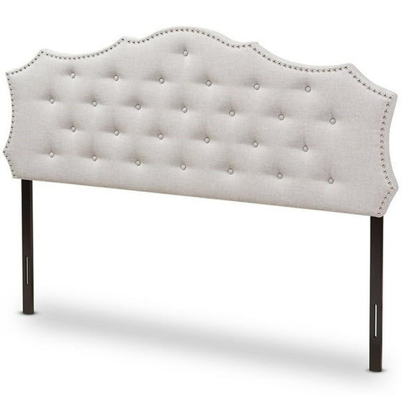 Bowery Hill Modern Tufted Full Panel Headboard in Grayish Beige