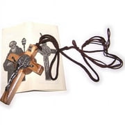 St. Benedict Olive Wood Wooden Crucifix pendant w/ CSSMI medal - Thick (7cm or 3") - With Certificate