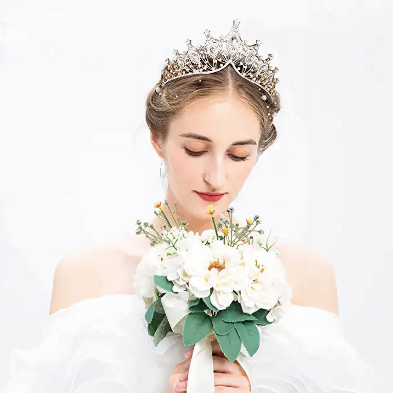 Accessoire Cheveux Cérémonie Diadème De Mariée Argenté Avec Strass -  Couronne Princesse Pour Cérémonie Et Fêtes Couronne Beauté Concours, image size:1326x1326