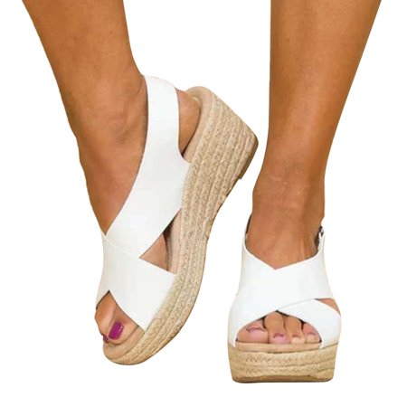 

Reduced！High Heel Peep Toe Women Wedge Platform Sandal Non-slip Sole Ankle Buckle