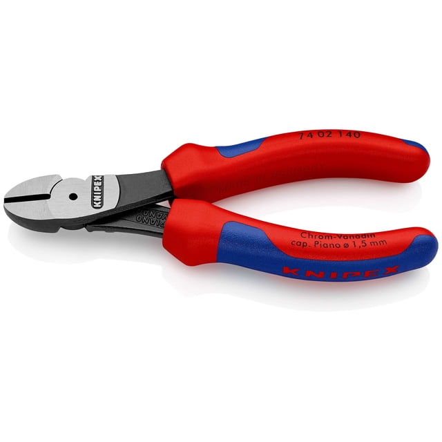 KNIPEX 74 02 140 SB Pinzas de corte diagonal tipo extra fuerte Con fundas en dos componentes acabado pavonado 140 mm