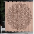 thumbnail image 3 of Ambesonne Oriental Shower Curtain, Abstract Round Mandala Art, 69"Wx70"L, Pale Chocolate, 3 of 4