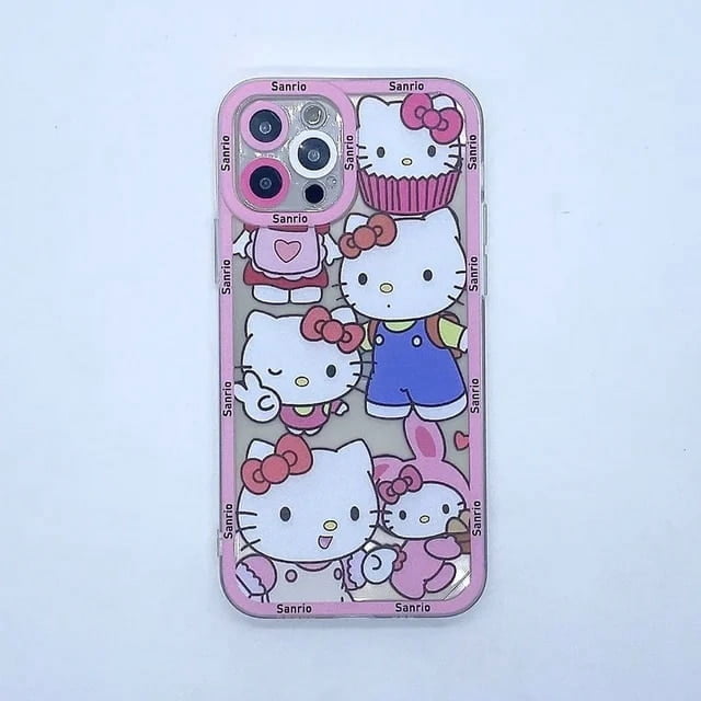 Sanrio Hello Kitty Transparent Phone Case For IPhone 14 15 13 12 11 Pro Max Mini XR XS 7 8 6 6S Plus Cute Soft Protective Cover LXY