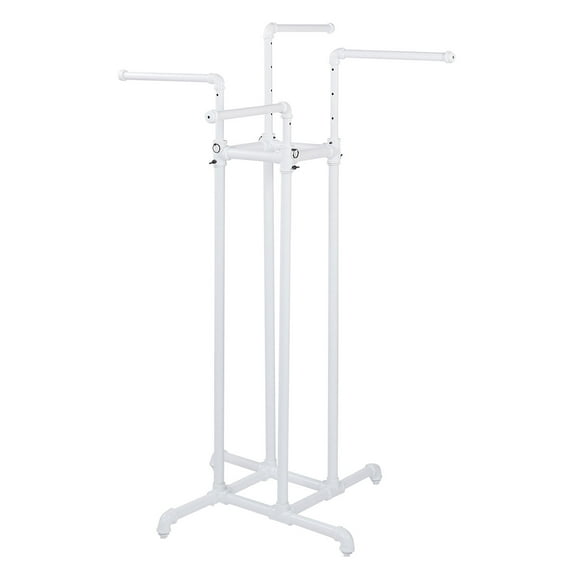 SSWBasics 4 Way Clothing Rack - Pipe (Straight Arms) - White