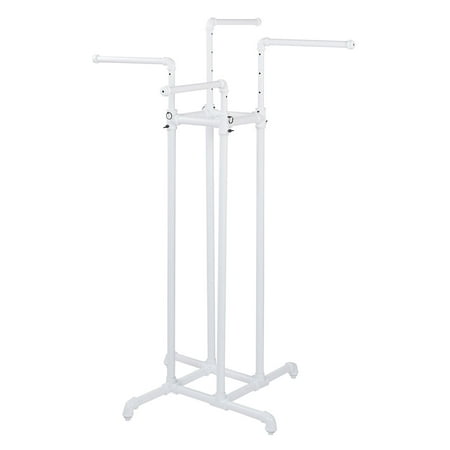 SSWBasics 4 Way Clothing Rack - Pipe (Straight Arms) - White