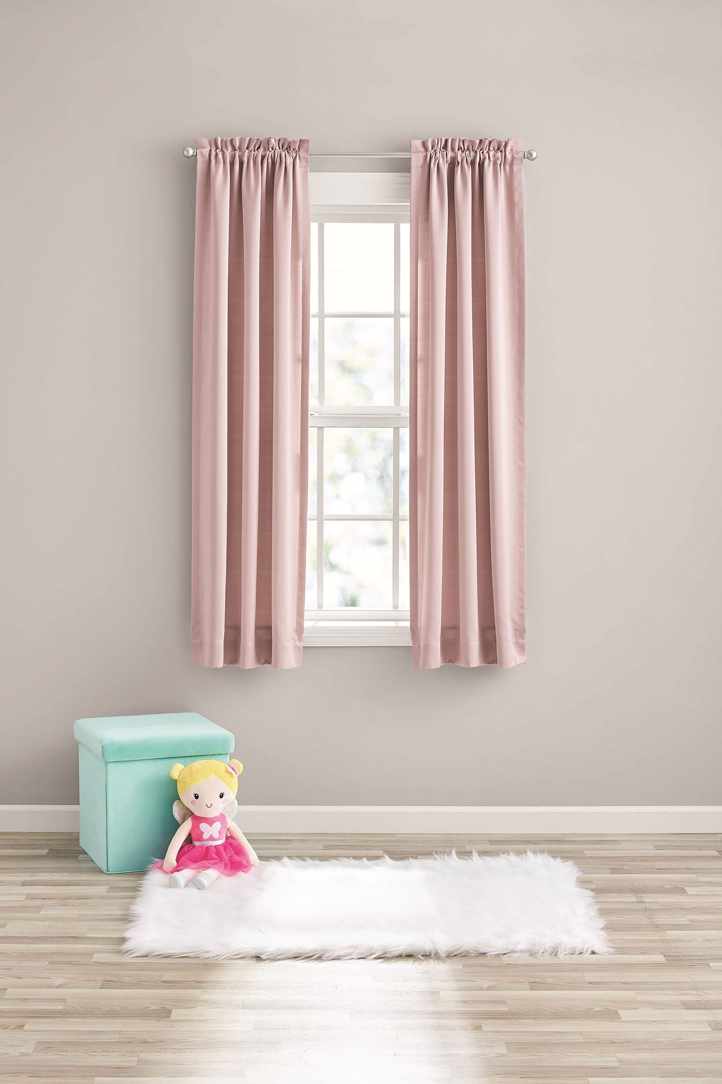 Your Zone Solid Blackout Curtain Panel Pair, Set of 2, Pink Starlight, 30" W x 63" L