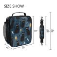 thumbnail image 5 of Insulated Square Lunch Bag with Side Mesh Pocket Fashion Lunch Box Reusable Lunch Tote 10.5" x9.5" x3.5" Black Cats and Mystical Symbols, 5 of 6