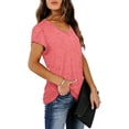 thumbnail image 3 of Womens Tops V Neck Summer Petal Sleeve Casual Tshirts, 3 of 5