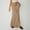 Khaki, variant on YHAJDS Women Skirt Solid Color Faux Linen Long Skirt With Pockets Elastic Waist