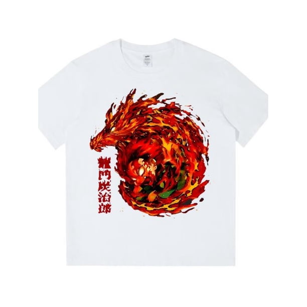 Camiseta para hombre, estilo Harajuku, elemental, Tanjiro Tanmon, dragón de fuego, única, anime, estilo personalizado.